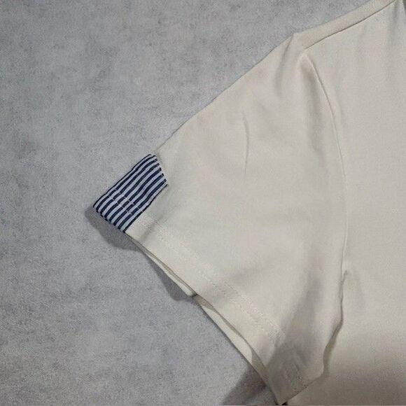 Marleylilly Womens Dress Large White Blue Stripe Trim Short Sleeve Casual Tunic - Picture 3 of 9